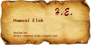 Hamvai Elek névjegykártya