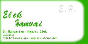 elek hamvai business card